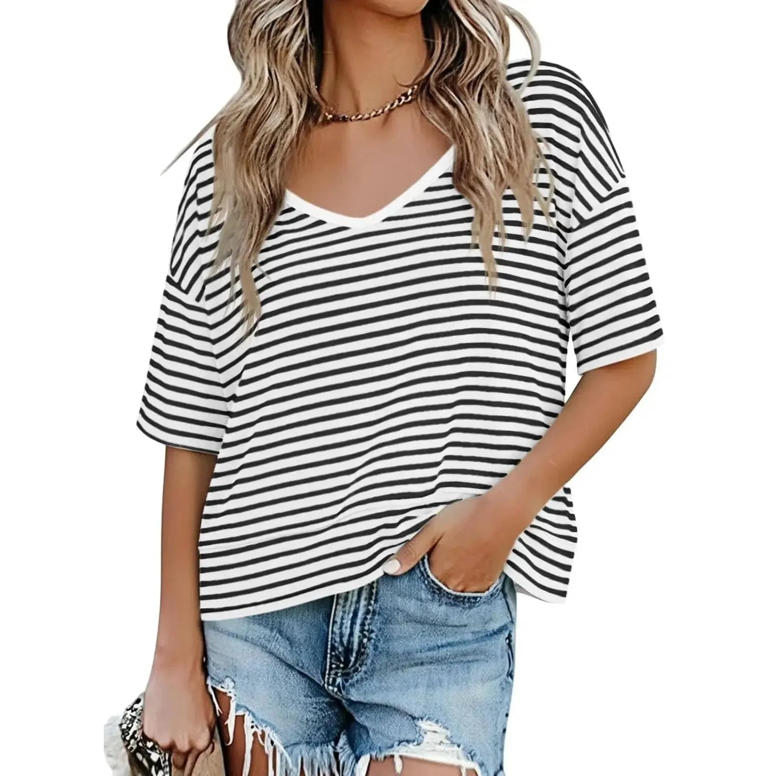 SummerEase – V-Neck Flowy Tee