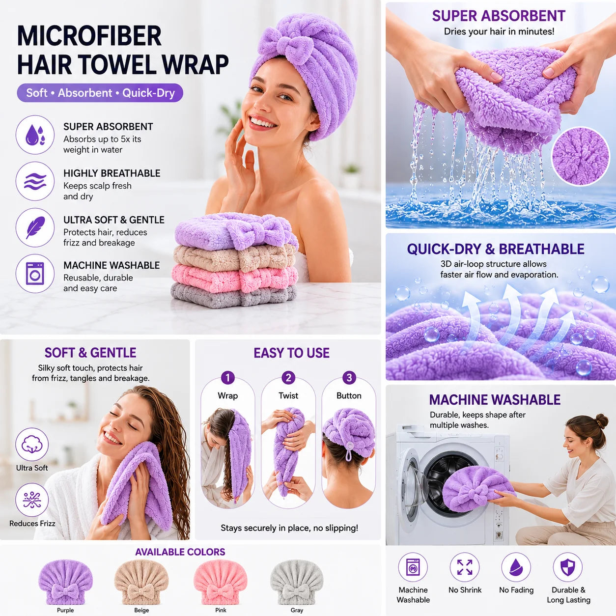 DryLuxe – Ultra Absorbent Microfiber Hair Drying Cap