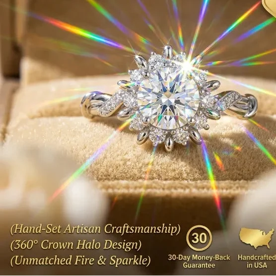 EverCrown – Hand-Set Artisan Halo Solitaire Ring