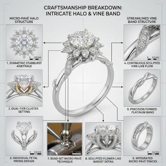 EverCrown – Hand-Set Artisan Halo Solitaire Ring