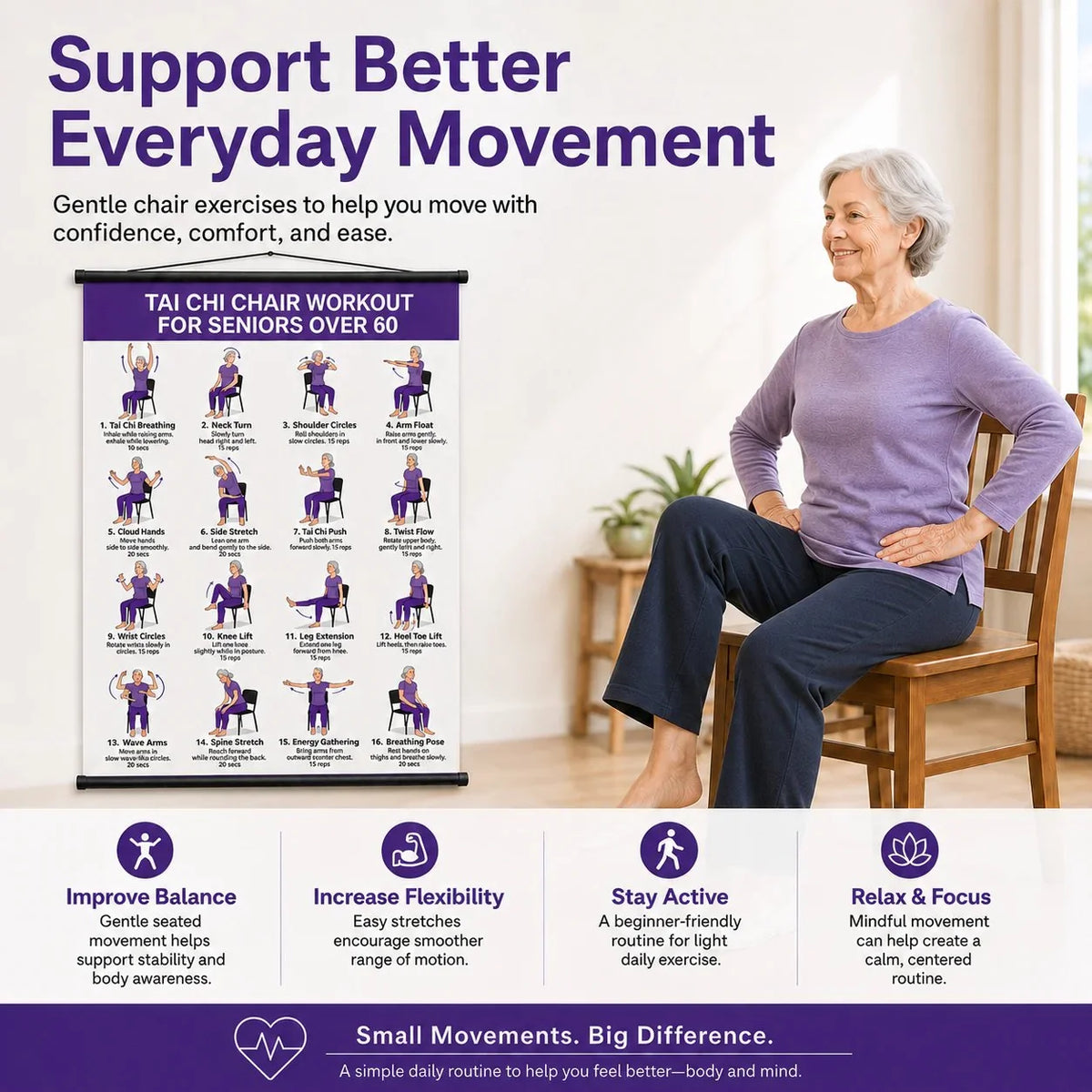TaiChiEase – 16-Move Chair Tai Chi Workout Chart