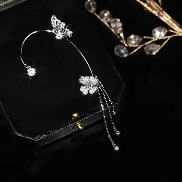 ✨🦋Cubic zirconia earrings with butterfly fringes