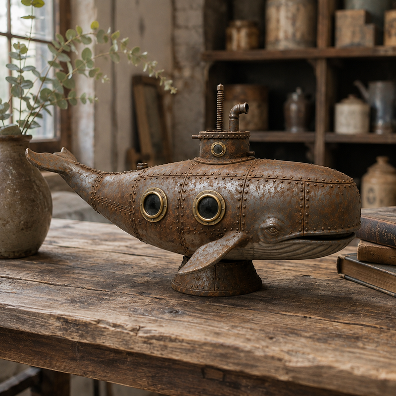WhaleMechanica – Industrial Nautical Whale Display Sculpture