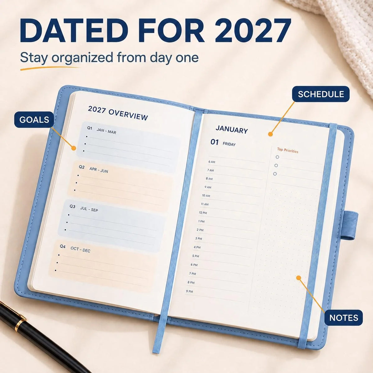 PlanSphere – 2027 Daily Calendar Journal