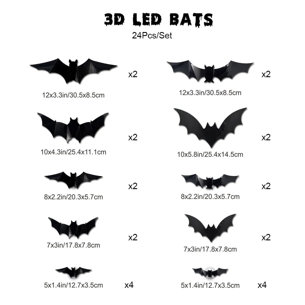BatBlaze – Colorful 3D LED Bat Decor Set