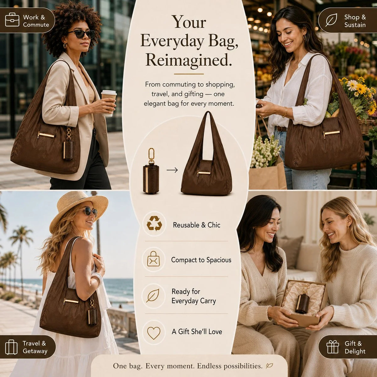 LuxeFold – Stylish 2-in-1 Convertible Carry Bag