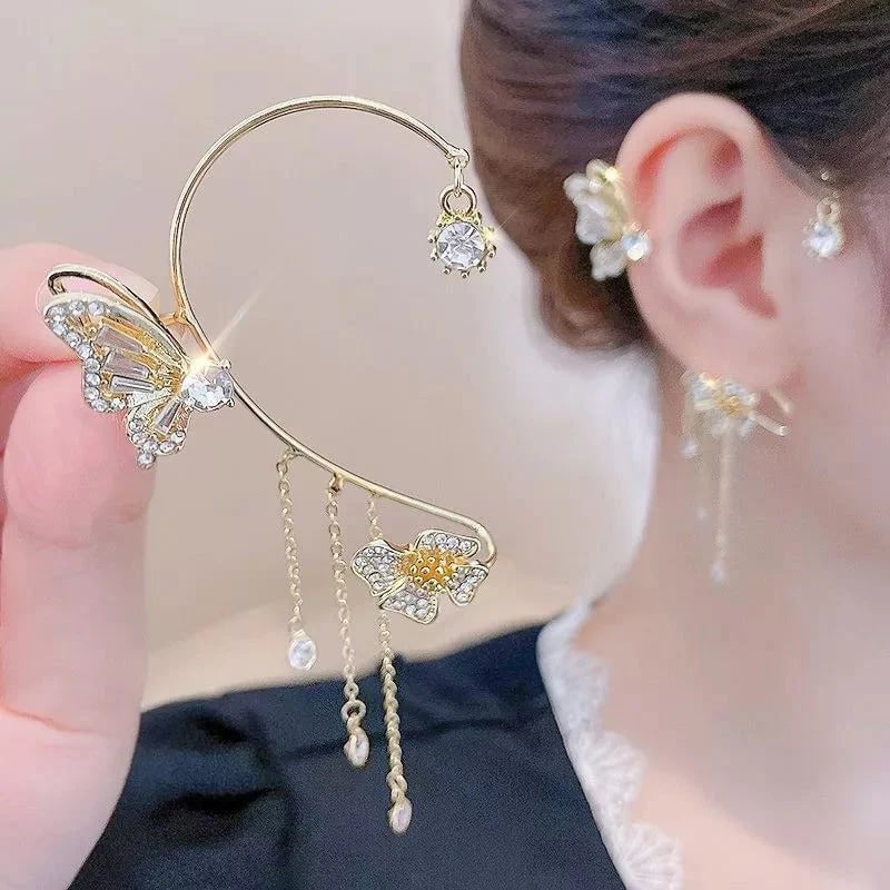 ✨🦋Cubic zirconia earrings with butterfly fringes