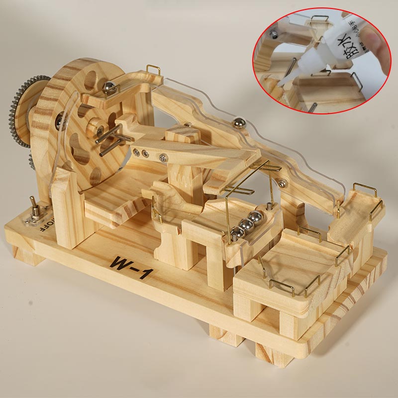 DIY Mortise and Tenon Wooden Marble Run Building Block Toy, Mechanical Model, Educational and Creative Assembly, Handmade Wooden Craft, Home Decoration, and Educational Gift