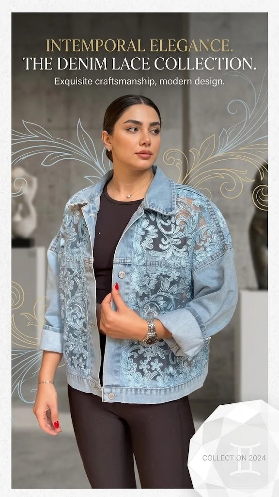 LaceMuse – Premium Floral Lace Denim Jacket