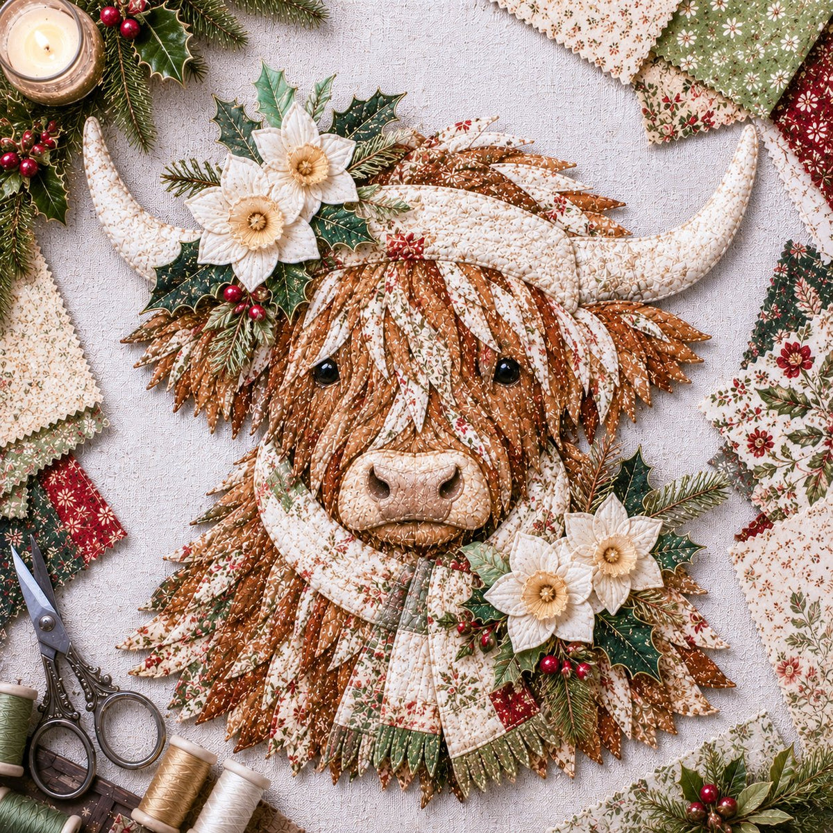FloralMoo – 3D Highland Cow Fabric Art Kit