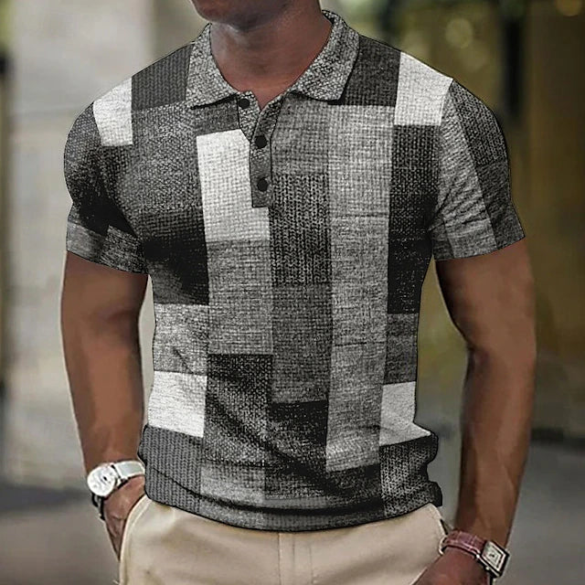 PlaidFlex – Vintage Waffle Polo Shirt