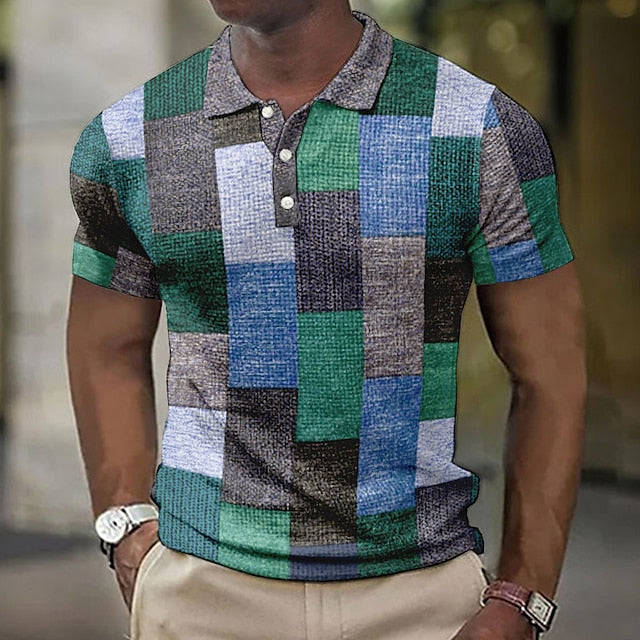 PlaidFlex – Vintage Waffle Polo Shirt