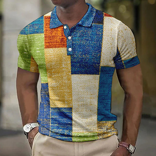 PlaidFlex – Vintage Waffle Polo Shirt