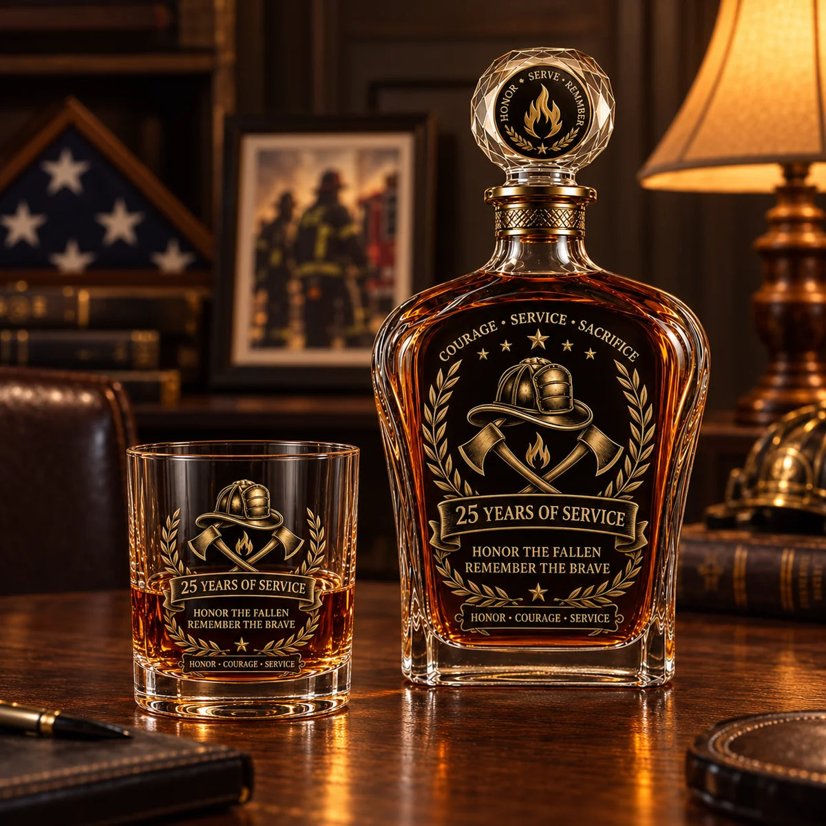 ValorFlame – Firefighter Service Anniversary Glass Set