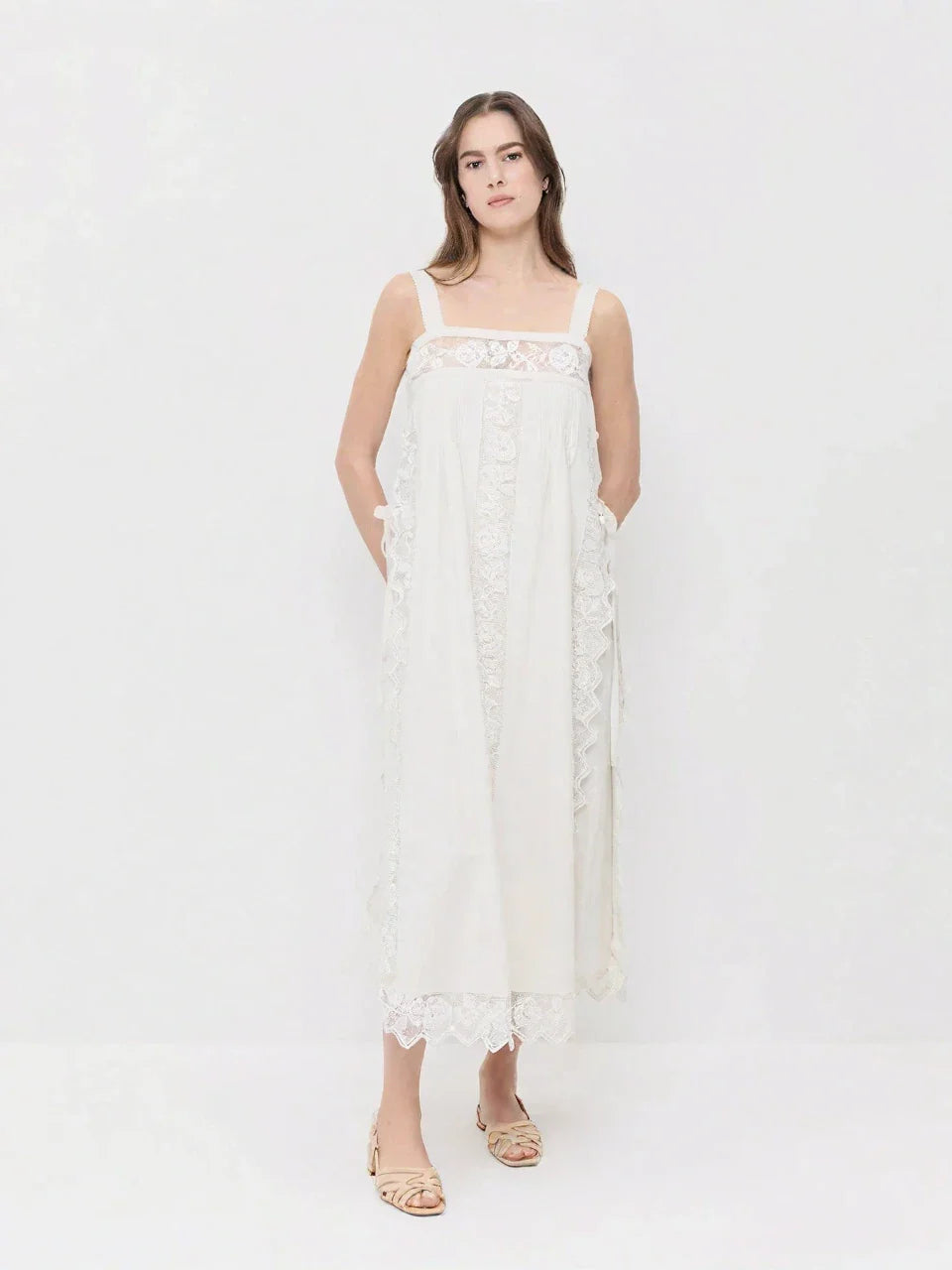 PureLinen – Vintage Lace Summer Midi Dress