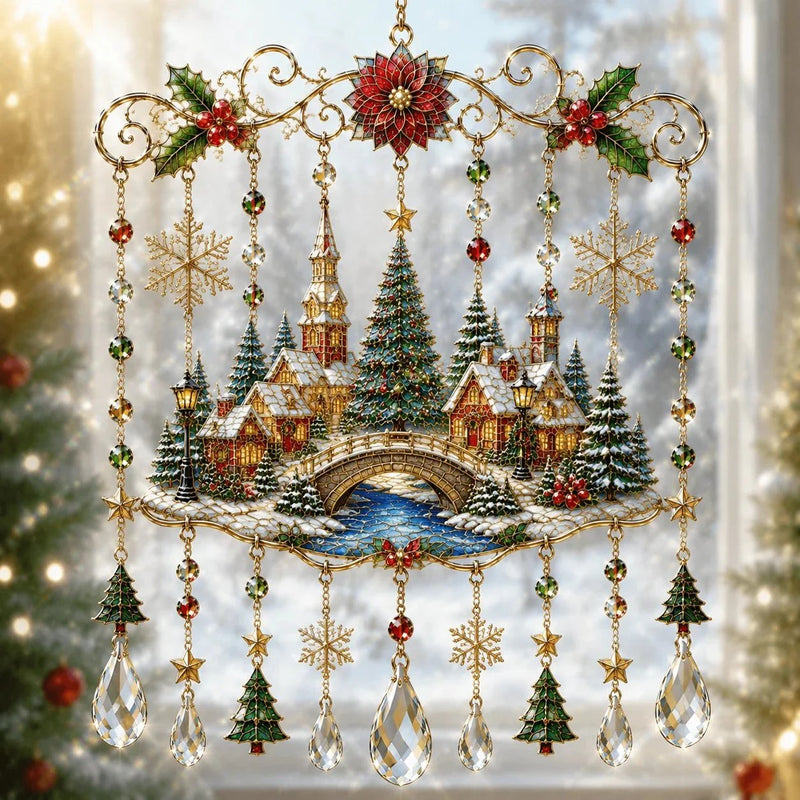 ChristmasGlow – Handmade Stained Glass Window Hanging