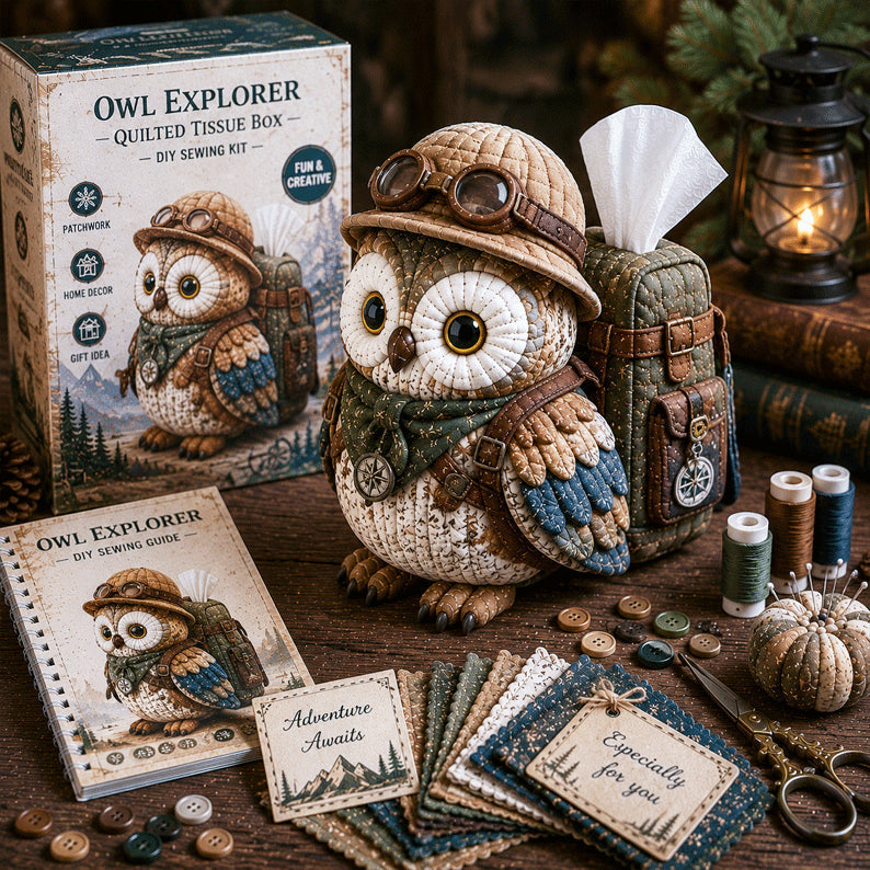 StitchOwl – Quilted Tissue Box DIY Sewing Kit