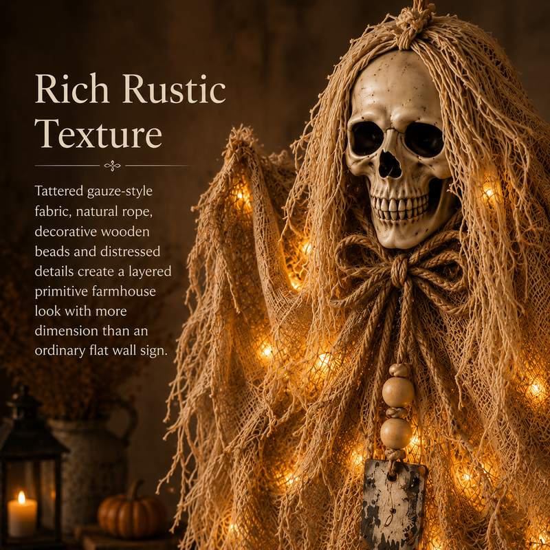 HauntWing – Rustic Skeleton Ghost Light Decoration