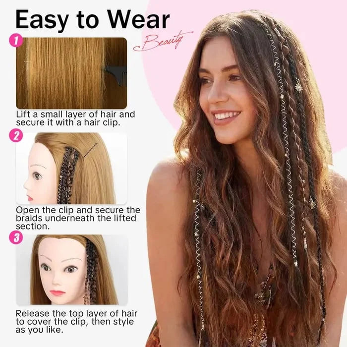 BohoGlow – Beaded Clip-In Braids