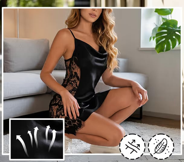 NivelleaChic – Satin-Touch Lace Sleep Dress