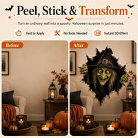 HauntOra – Halloween Witch Break-In Wall Decal