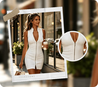 ZelviEra – Zip-Front Ribbed Bodycon Mini Dress