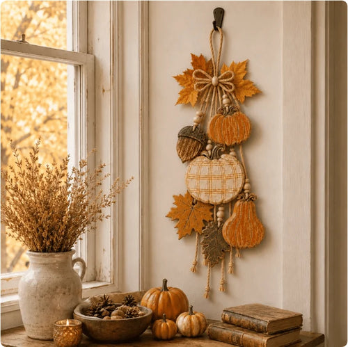 HarvestCharm – Rustic Autumn Wooden Door Hanger