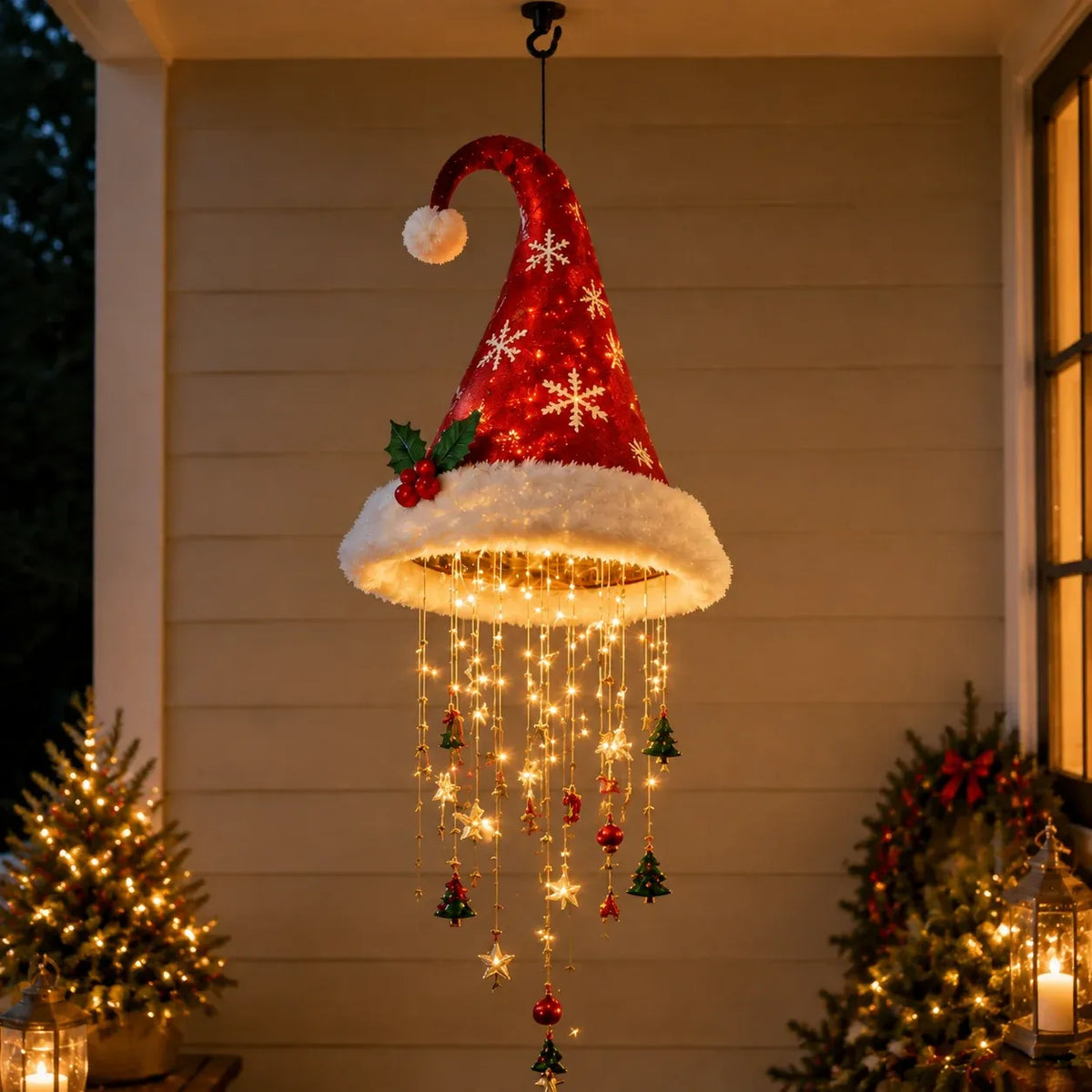 SantaGlow – Warm Light Christmas Hat Chandelier