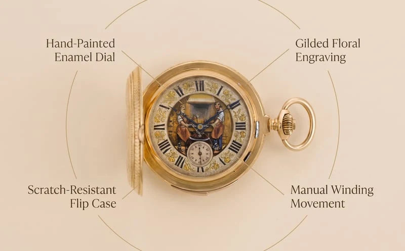 HeritageTime – Gold-Plated Mechanical Pocket Watch
