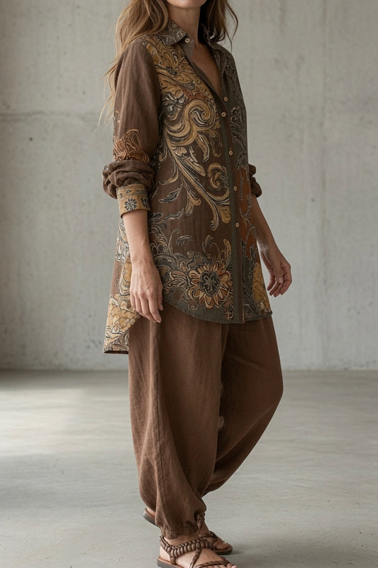 BohoCrest – Vintage Printed Two-Piece Set