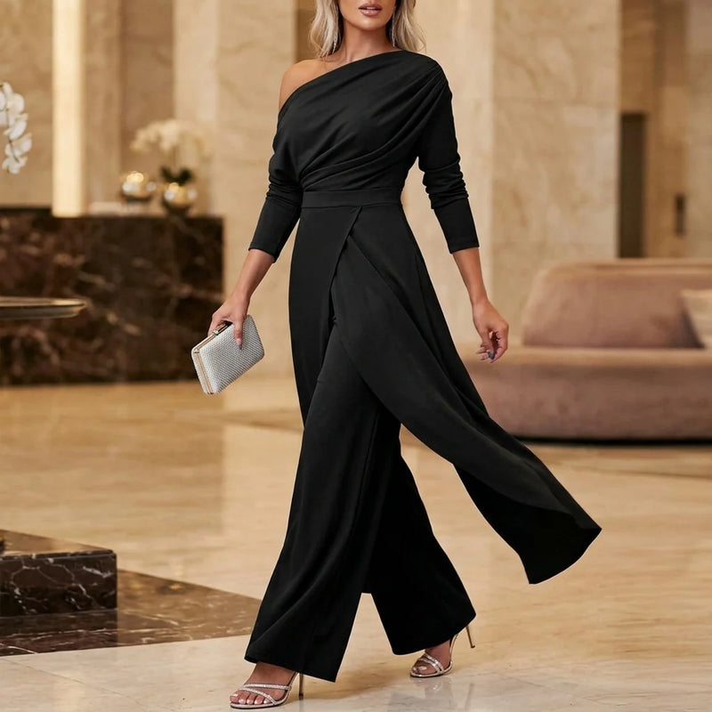 SoreliaGrace – One-Shoulder Wrap Jumpsuit