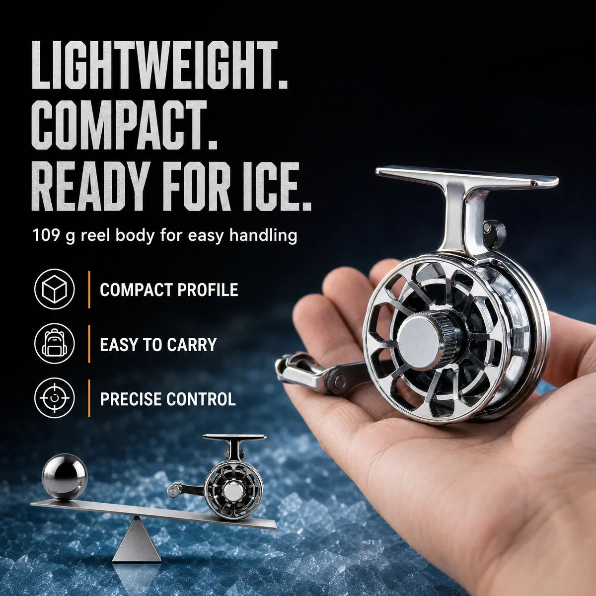 FrostVanta – Compact Metal-Plated Ice Fishing Reel