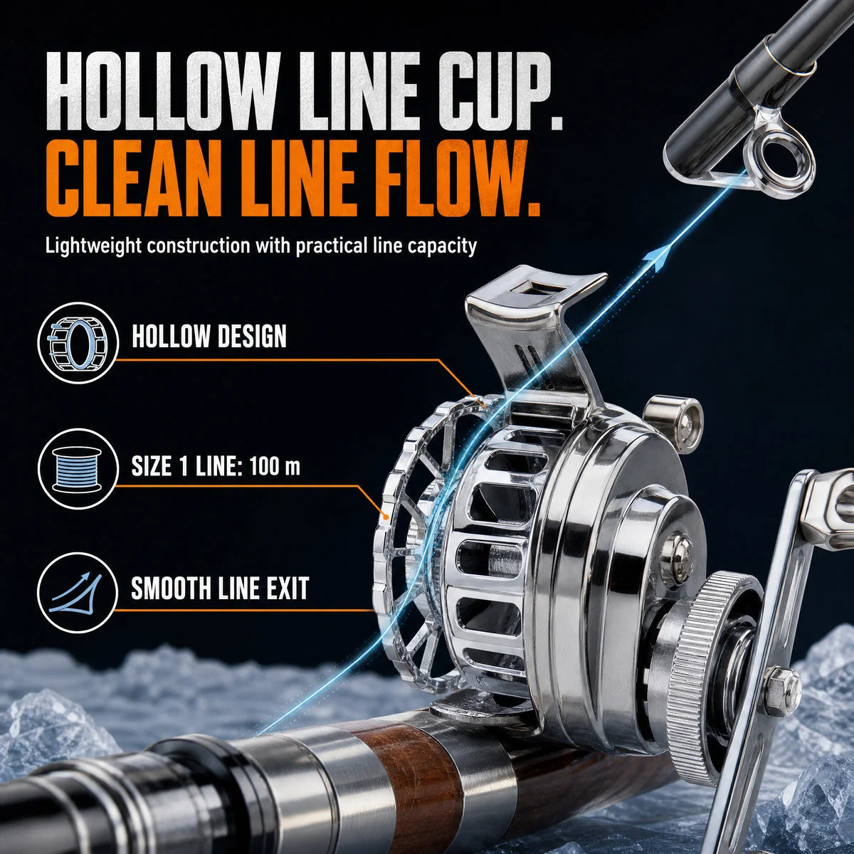 FrostVanta – Compact Metal-Plated Ice Fishing Reel