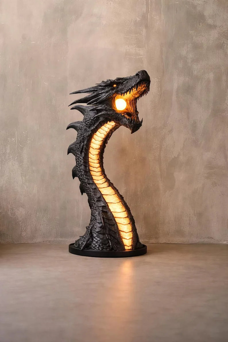 DragonVanta – Medieval Fiery Dragon Floor Lamp