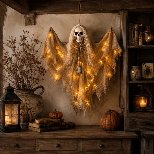HauntWing – Rustic Skeleton Ghost Light Decoration