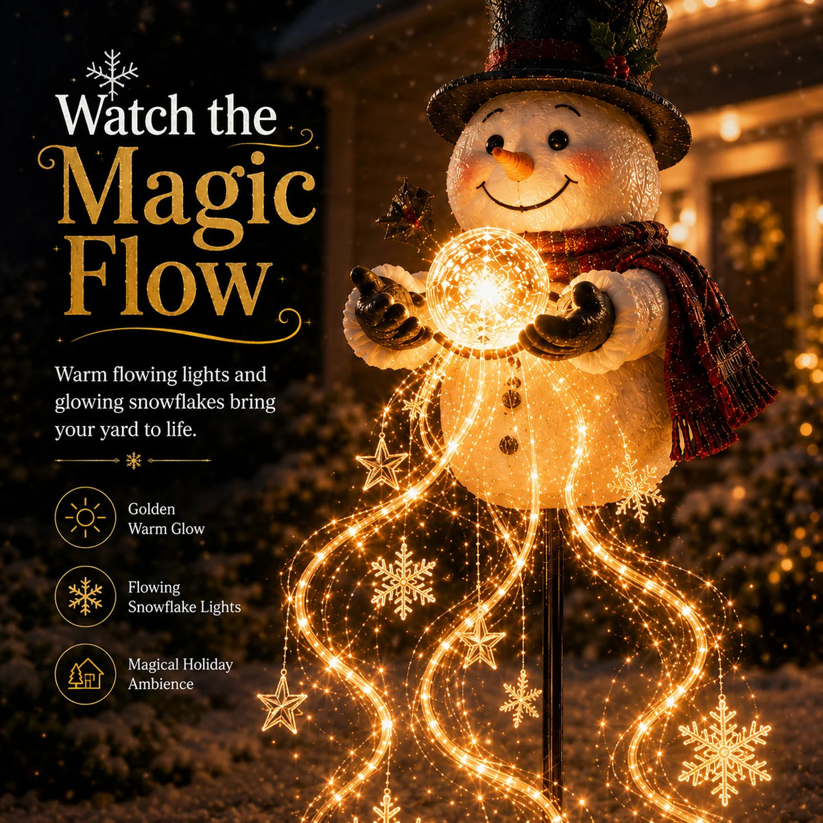 SnowmanGlow – Solar Christmas Magic Fountain Light