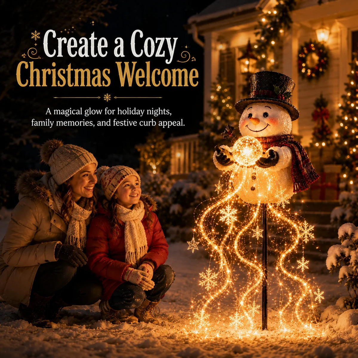 SnowmanGlow – Solar Christmas Magic Fountain Light