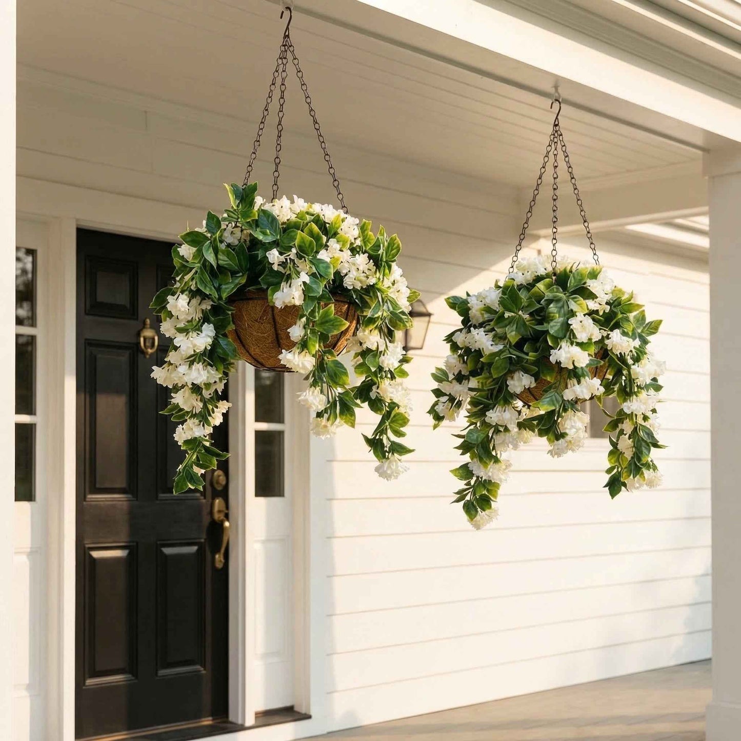 🚀UV Fade-Resistant Faux Crape Myrtle Hanging Basket with Coco Liner & Chain