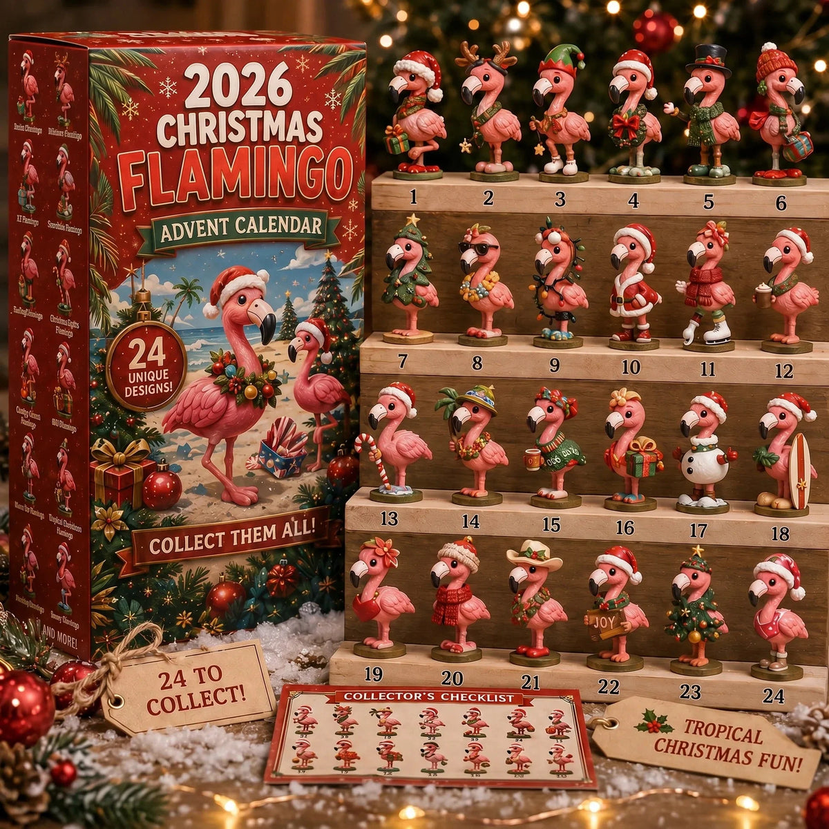 FlamingoFlock – 24-Day Holiday Figurine Advent Calendar