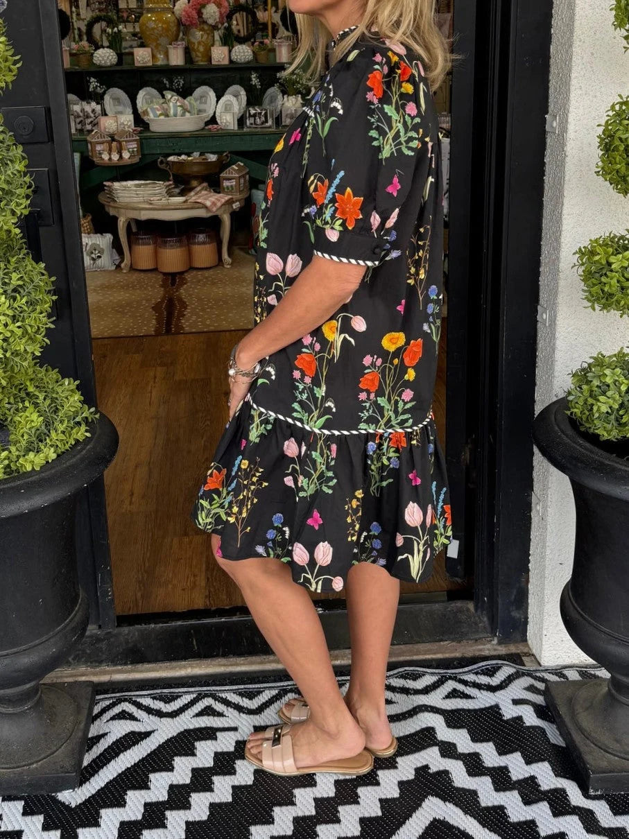 NatureLuxe – Premium Botanical Print Midi Dress