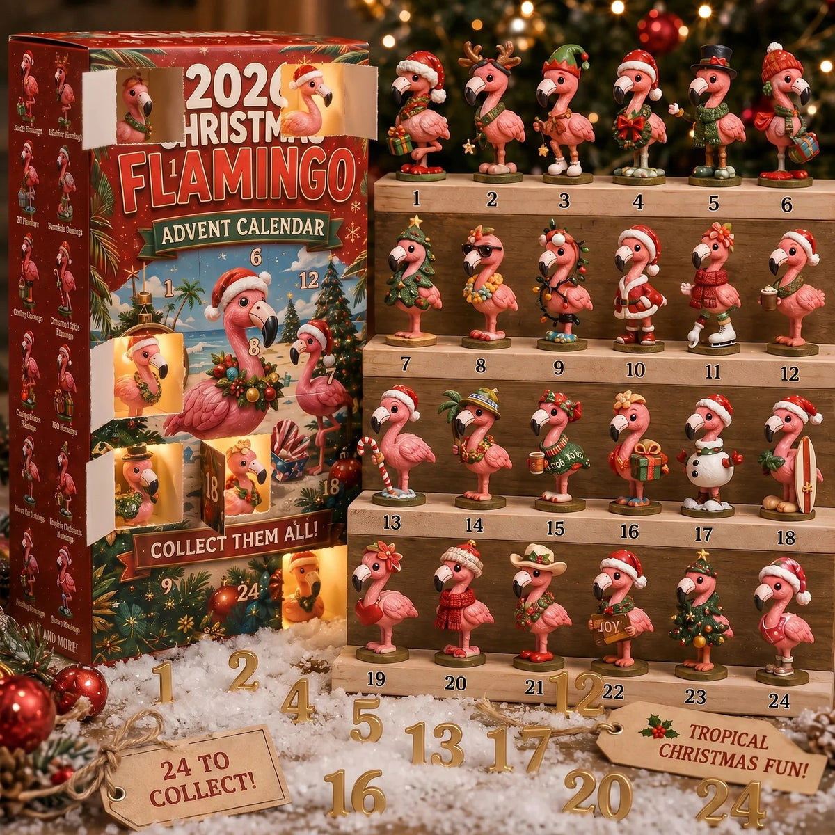 FlamingoFlock – 24-Day Holiday Figurine Advent Calendar