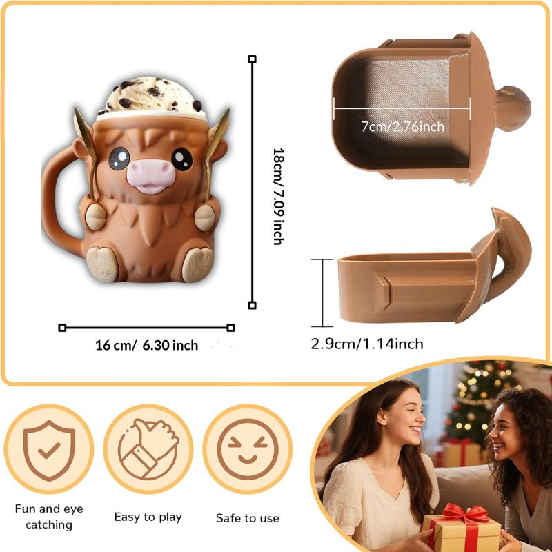 CozyScoop – Highland Cow Dessert Mug Cup
