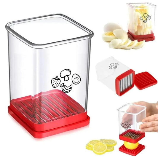 QuickSlice Fruit & Vegetable Cup Slicer with Push Plate Kitchen Cutter