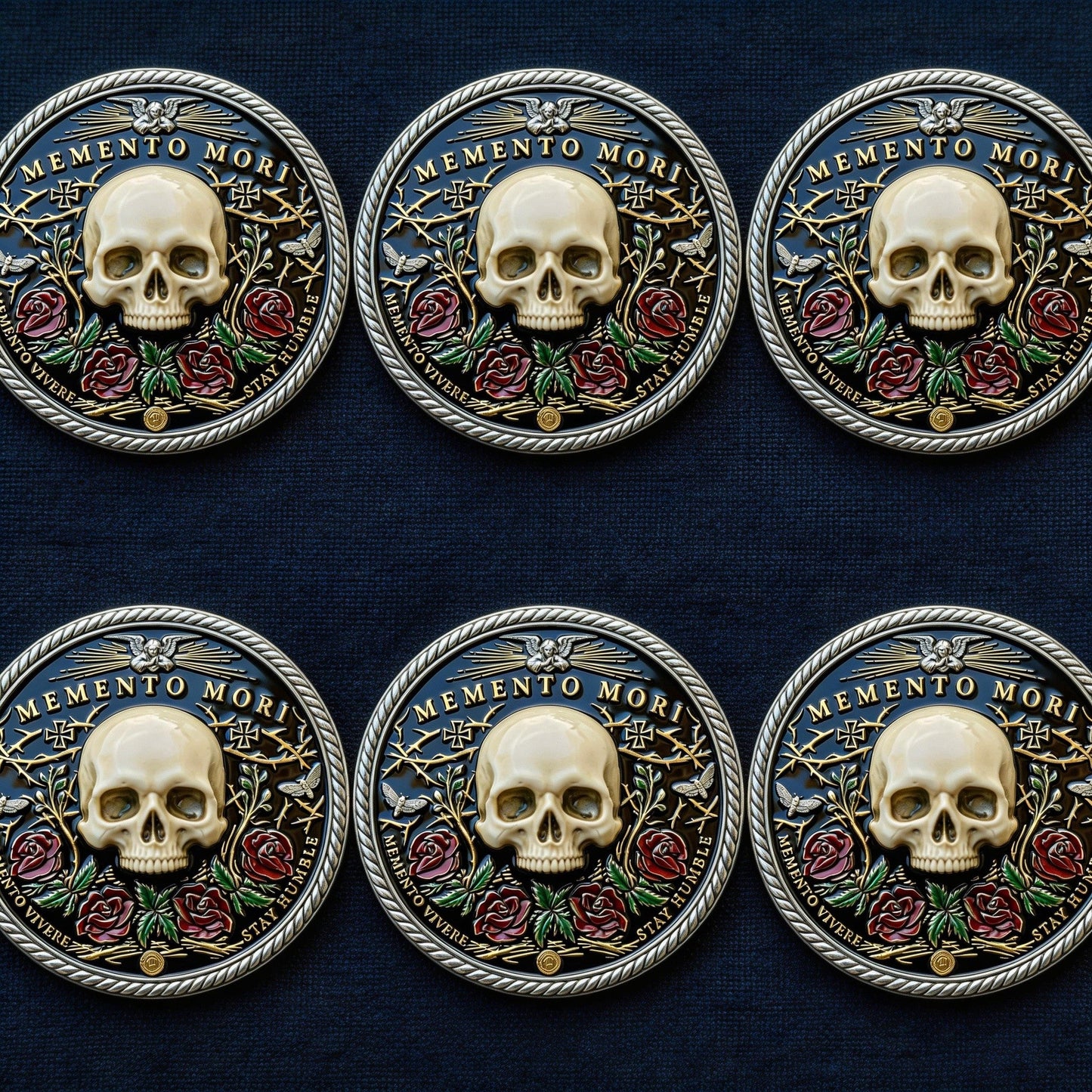 🌹💀Memento Mori Reflection 💎3D Carving Collector-Grade Coin