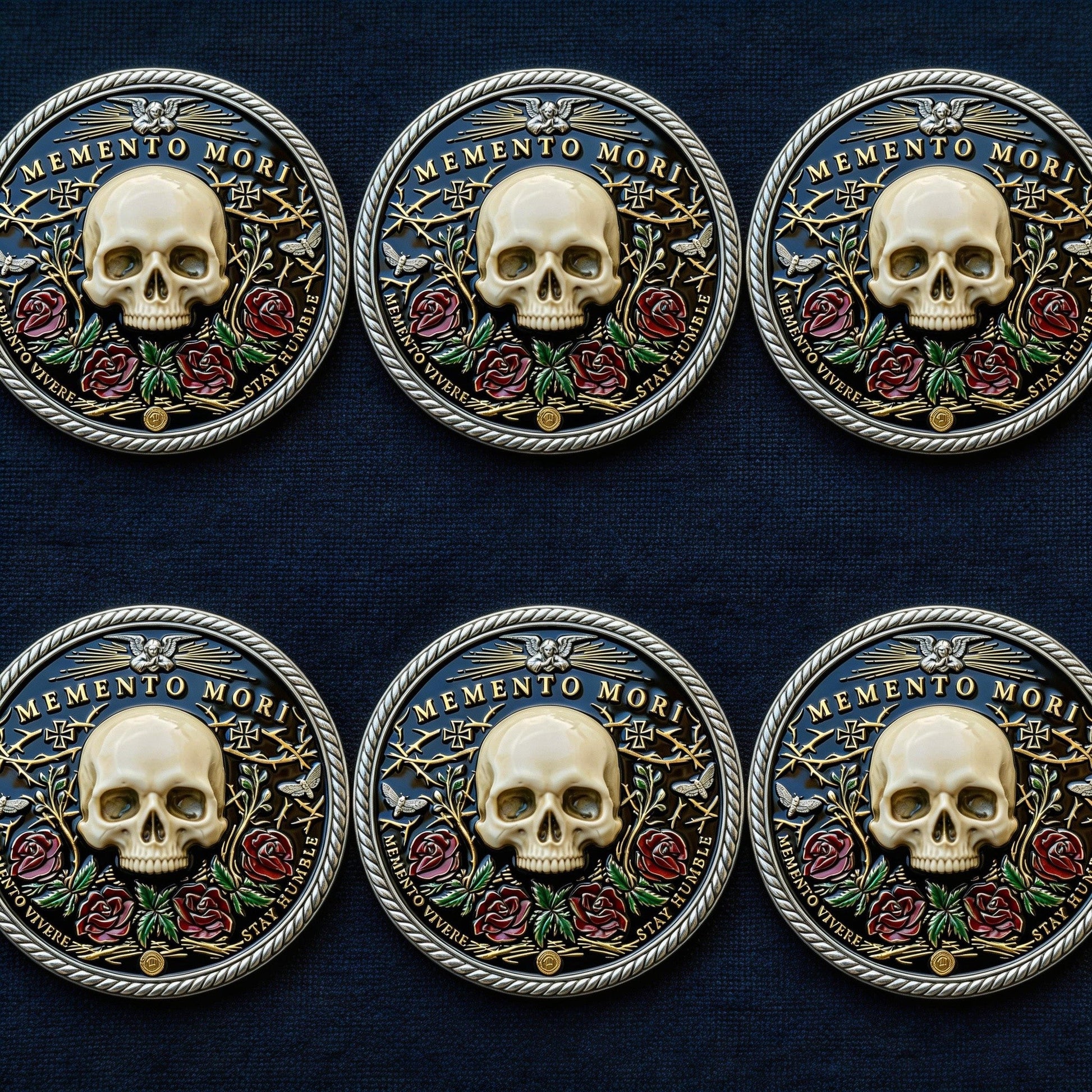 🌹💀Memento Mori Reflection 💎3D Carving Collector-Grade Coin