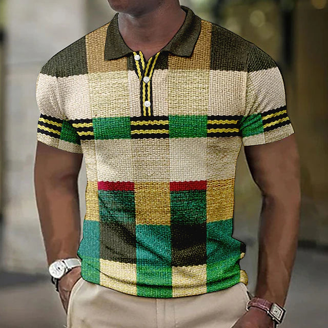PlaidFlex – Vintage Waffle Polo Shirt