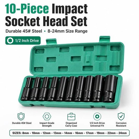 GripMaster | 10-Piece Strong Grip Socket Set