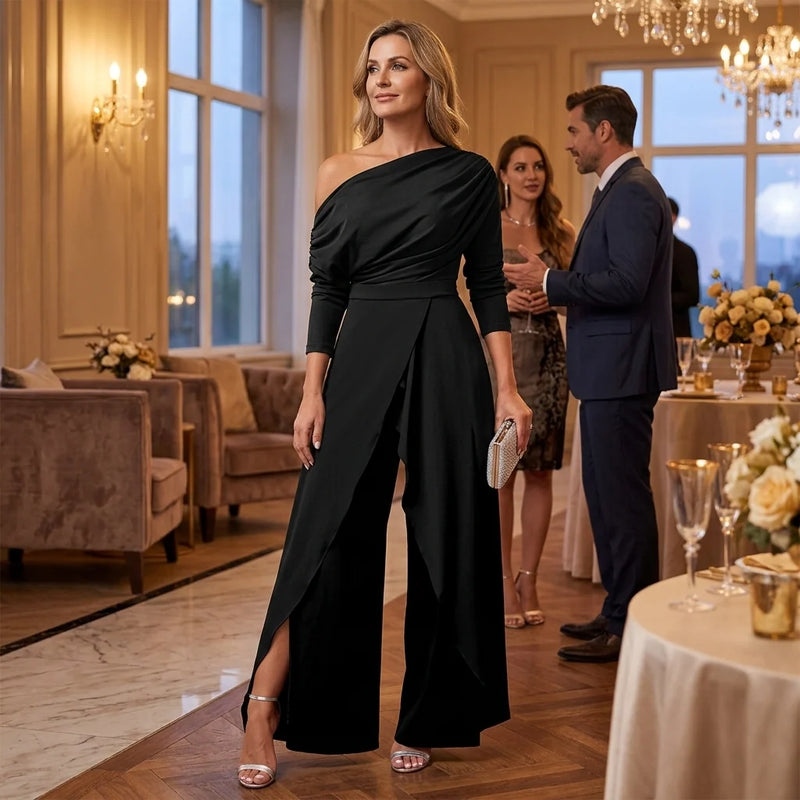 SoreliaGrace – One-Shoulder Wrap Jumpsuit