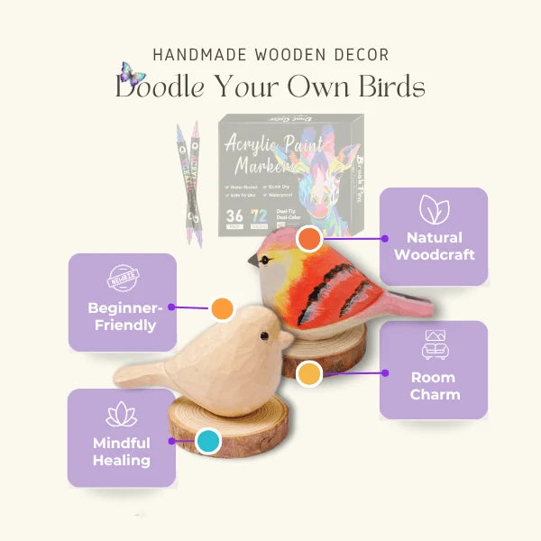 CraftedWings – Hand-Carved Wooden Bird Set