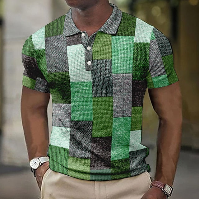 PlaidFlex – Vintage Waffle Polo Shirt